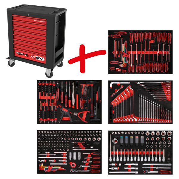 KS Tools PERFORMANCEplus Werkstattwagen-Satz P15, mit 299 Werkzeugen und 5 Schubladen, 815.5299