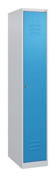C+P Umkleidespind Classic PLUS mit Mitteltrennwand, 1700x300x500mm, 7035/5012, Zylinderschloss, 0800007-10F S10017