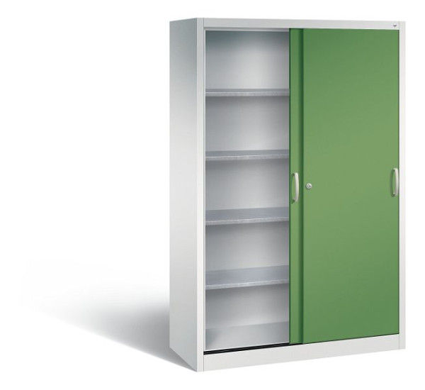 C+P Schiebetürenschrank Acurado, H1950xB1200xT500mm, Farbe: Lichtgrau / Resedagrün, Bügelgriff, 2059-00 S10109
