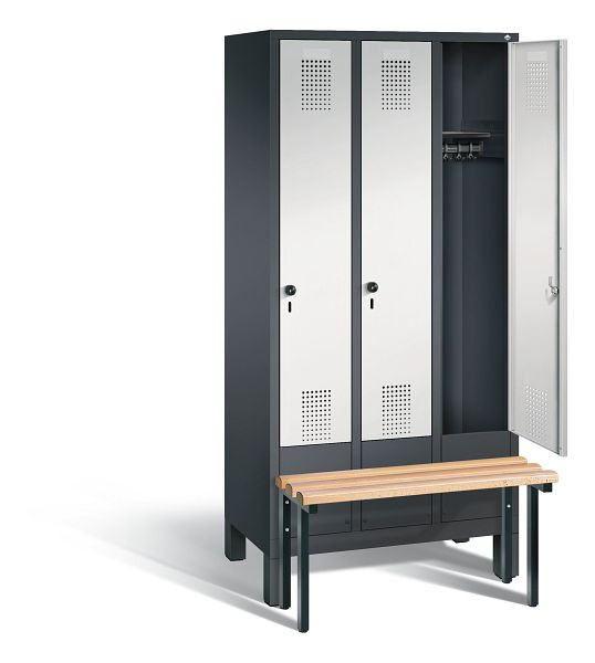 C+P Garderobenschrank Evolo, H1850xB900xT815mm, Farbe: Schwarzgrau / Lichtgrau, 48030-30 S10109