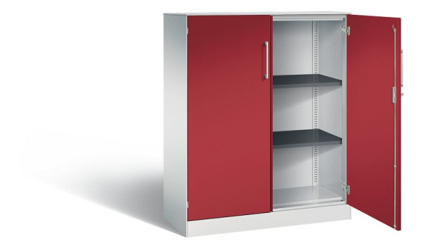 C+P Flügeltürenschrank Asisto, H1310xB1000xT435mm, Farbe: Lichtgrau / Rubinrot, Bügelgriff, 3 OH, 141032-000 S10192
