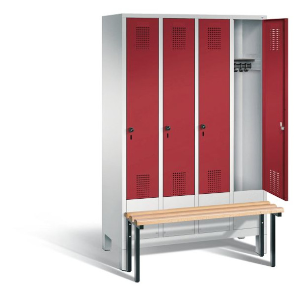 C+P Garderobenschrank Evolo, H1850xB1190xT815mm, Farbe: Lichtgrau / Rubinrot, 48030-40 S10064