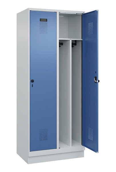 C+P Spind Evolo PLUS, mit Sockel, 2 Abteile, 1950x800x500mm, 7035/5023, Verschluss Drehriegel, 049020-22F S10008