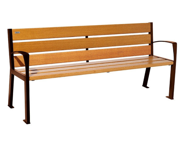 Procity Sitzbank Silaos 6 Holzlatten, 1800 mm, Mit Armlehne, Holz & Stahl, helle Eiche/Rost Korken Effekt, 209612.S025.CHEC