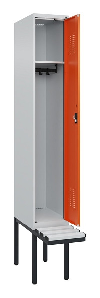 C+P Spind Evolo PLUS, 1 Abteile, 2120x300x815mm, 7035/2004, Haken 3, Zylinderschloss, Sitzfläche Kunststoff, 0490407-10 S10083