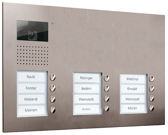 TCS Video Außenstation Serie AVU mit 12 Klingeltasten (rechtsbündig), 3-spaltig, UP Edelstahl, AVU16120-0030