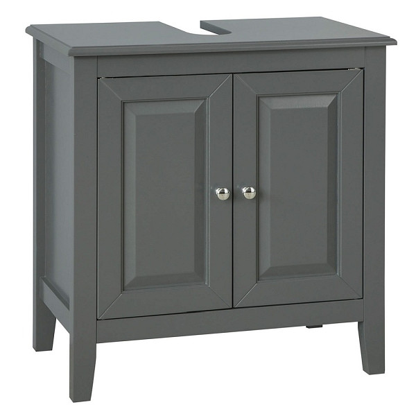 SoBuy Waschbeckenunterschrank mit zwei Türen Dunkelgrau 60x30x62 cm, Modern, FRG202-DG