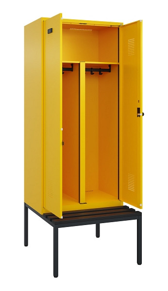 C+P PSA Doppel-Spind Evolo PLUS, Bank, 2 Abteile, 2120x800x815mm, 1023/1023, Drehriegel, Sitzfläche Kunststoff, Sitzbank, 0490527-22P S10076