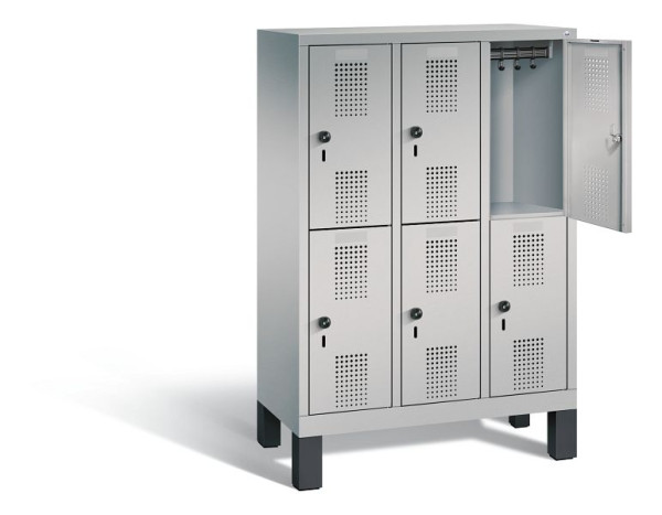 C+P Kindergarten-Spind doppelstöckig Evolo, H1350xB900xT300mm, Farbe: Weißaluminium, 483103-30 S10063