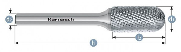 Karnasch Hartmetall-Frässtift unbeschichtet WRC/ HP-4 d1=6 / l2=18 / d2=6 / l1=100mm, VE: 2 Stück, 113022060