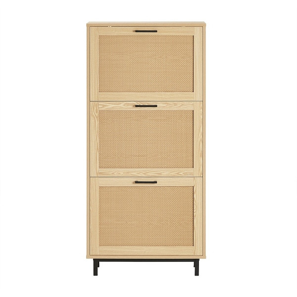 SoBuy Schuhschrank mit 3 Türen Holzfarbe 60x23.8x127cm, Modern, FSR155-N