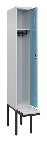 C+P Spind Evolo PLUS, 1 Abteile, 2120x300x815mm, 7035/0010, Haken 3, Zylinderschloss, Sitzfläche Kunststoff, 0490407-10 S10090