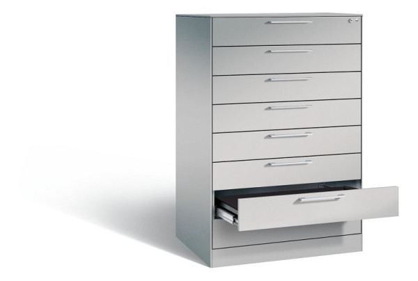 C+P Schubladenschrank Asisto, H1310xB800xT600mm, Farbe: Weißaluminium, Bügelgriff, 146223-800 S10002
