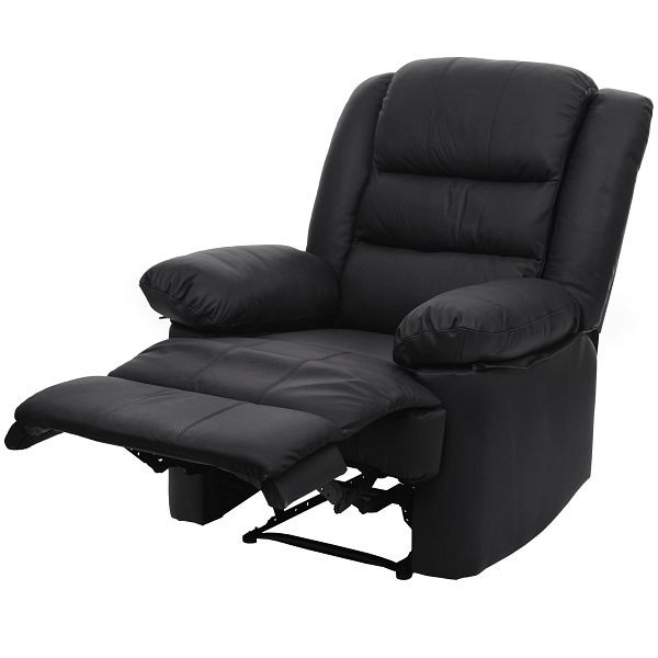 Mendler Fernsehsessel HWC-G15, Relaxsessel Liege Sessel, Leder + Kunstleder 101x87x100cm, schwarz, 70840+70841