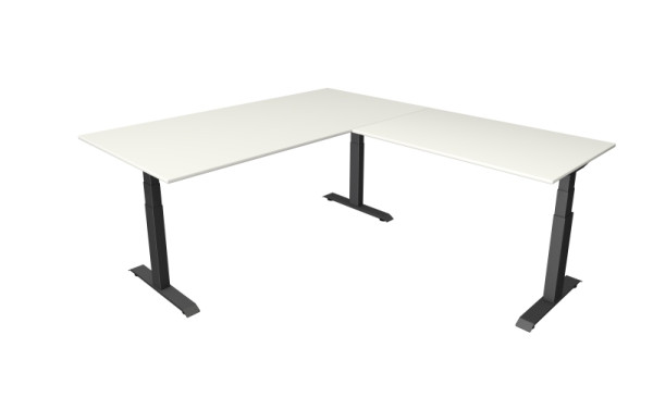 Kerkmann Sitz-/Stehtisch Move 4, B 2000 x T 1000 mm mit Anbauelement 1200 x 800 mm, elektrisch höhenverstellbar von 640-1290 mm, Weiß, 10083310