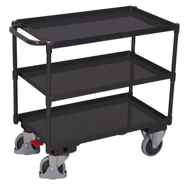 VARIOfit Tischwagen mit 3 Ladeflächen, Außenmaße: 1.135 x 700 x 950 mm, RAL 7016 anthrazitgrau, Ladehöhe: 285 / 600 / 915 mm, sw-700.610/AG