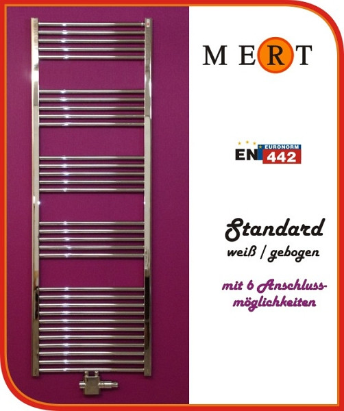 MERT Badheizkörper chrom gerade, 600 x 1750 mm, Mittelanschluss, 3-60x175-M