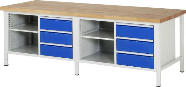 RAU Werkbank Serie 8000 - Modell 8462, B2500 x T900 x H840-1040 mm, Systemunterbau B2425 x T850 x H800-1000 mm, 03-8462A2-259B4H.11