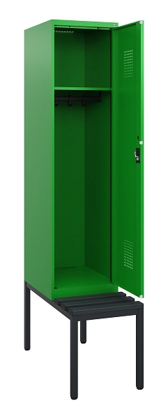 C+P Spind Evolo PLUS, 1 Abteil, 1950x400x815mm, 6037/6037, Zylinderschloss, Material Sitzfläche Kunststoff, Sitzbank, 0490505-12 S10107