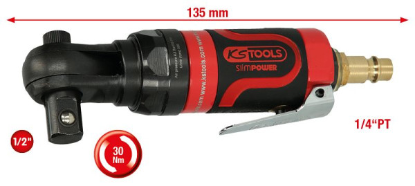 KS Tools 1/2" SlimPOWER Mini-Druckluft-Umschaltratsche 30Nm, 515.5515