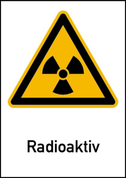 Schilder Klar Warnschild Strahlenschutz Radioaktiv (WS100), 210x297x0.45 mm Aluminium geprägt, 6400/52