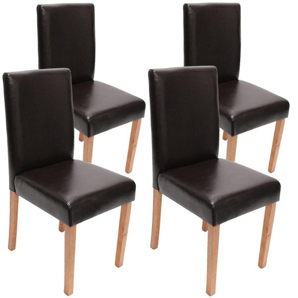 Mendler 4er-Set Esszimmerstuhl Stuhl Küchenstuhl Littau, Leder, braun helle Beine, 24482