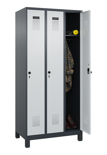 C+P Spind Evolo PLUS, mit Füßen, 3 Abteile, 1950x900x500mm, 7016/7035, Verschluss Drehriegel, Ablageböden 3, 049010-30 S10017