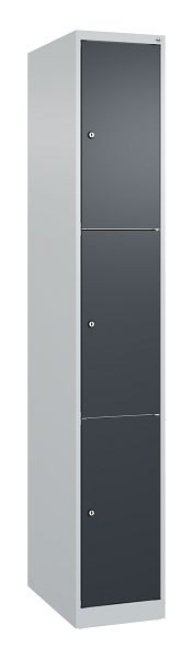 C+P Schließfachschrank Classic PLUS, 1850x300x500mm, 7035/7016, mit 3 Fächern, 080000-103 S10007