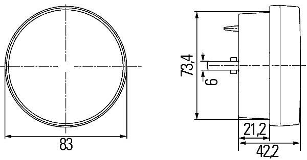 HELLA LED-Tagfahrleuchte - 83mm - 12V - rund - ECE-R10/E4 2907 - Lichtscheibenfarbe: glasklar - LED-Lichtfarbe: weiß - 2500mm - beidseitig, 2PT 980 691-601