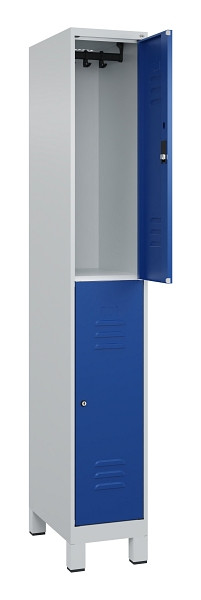 C+P Doppelstock-Spind Classic PLUS, Füße, 1 Abteil, 1950x300x500mm, 7035/5010, 080310-10 S10018