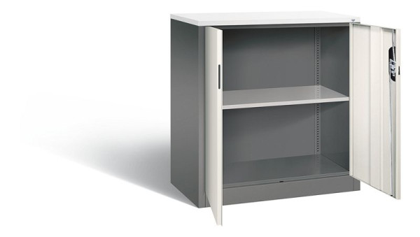 C+P Büroschrank Acurado, H1000xB930xT500mm, Farbe: Vulkangrau / Perlweiß, Muldengriff, 2 OH, 9286-1200 S10328