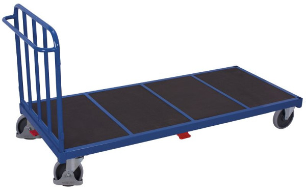 VARIOfit Stirnwandwagen mit senkrechten Streben, Ladefläche: 1.345 x 880 mm, RAL 5010 enzianblau, Radsatz: Bereifung aus Gummi, sw-1312