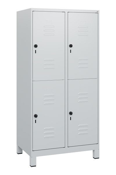 C+P Doppelstöckiger Spind Classic PLUS, Füße, 2 Abteile, 1630x800x500mm, 7035/7035, Drehriegel, 0803105-22 S10009