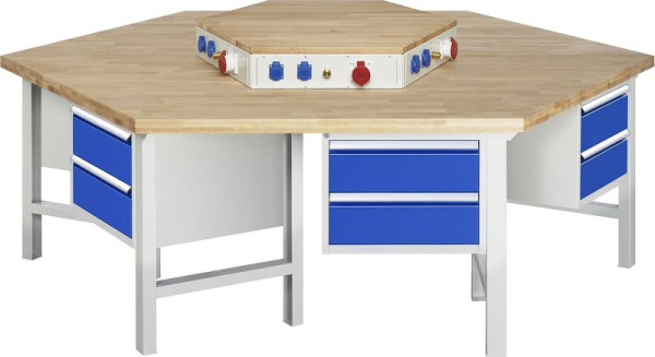 RAU Gruppenwerkbank 425- Energieaufsatz, B2700xT2340xH850mm, 6x 2 Schubladen-Teilauszug, 03-425-135B5S-EA1.11