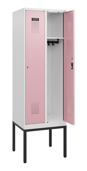 C+P Spind Evolo PLUS, Gestell, 2 Abteile, 1950x600x500mm, 9016/3015, Zylinderschloss, 0490305-20 S10045