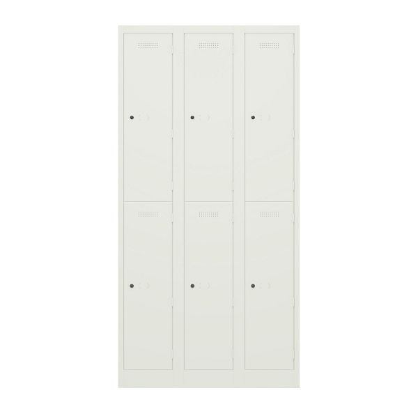 Bisley Garderobenschrank Primary Locker, 3 Abteile mit je 2 Fächern übereinander, 696 verkehrsweiß, PL3050T2696