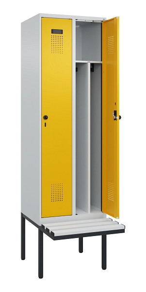 C+P Spind Evolo PLUS, 2 Abteile, 2120x600x815mm, 7035/1004, Drehriegel, Material Sitzfläche Kunststoff, 0490407-20F S10054