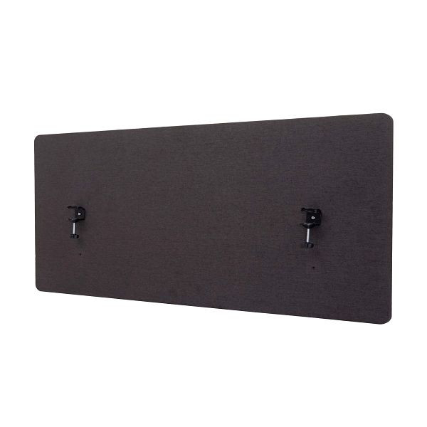 Mendler Akustik-Tischtrennwand HWC-G75, Büro-Sichtschutz Schreibtisch Pinnwand, doppelwandig Stoff/Textil, 60x140cm braun-grau, 71932+71943