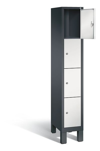 C+P Schließfachschrank Evolo, H1850xB320xT500mm, Farbe: Schwarzgrau / Lichtgrau, 48010-104 S10063