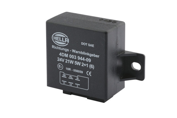 HELLA Blinkgeber, 24V, 6-polig, geschraubt, elektrisch, mit Halter, 4DM 003 944-091