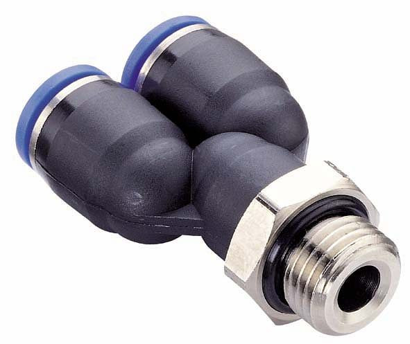 timmer B-YE-8-1/4-KU, Y-Einschraubverschraubung zylindrisch mit O-Ring-Abdichtung, Schlauch-Ø: 8 mm, Gewinde: 1/4", VE: 10 Stück, 03180157