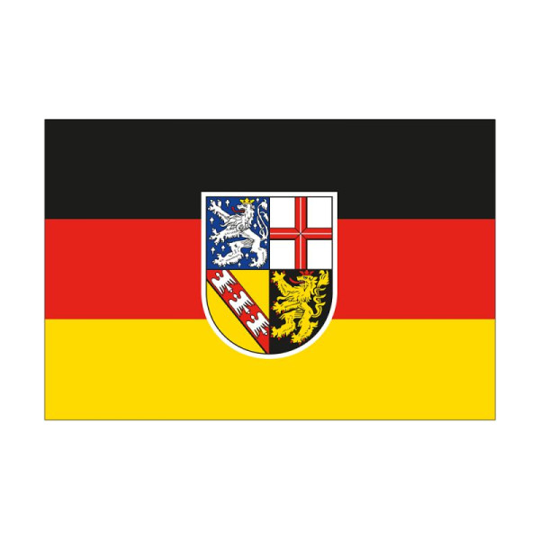 Stein HGS Landesflagge Saarland, 60 x 90 cm (Querformat), mit Seil und Schlaufe, FlagTop 160 g/m², für Fahnenmasten 6 m, ohne Hohlsaum, 26507