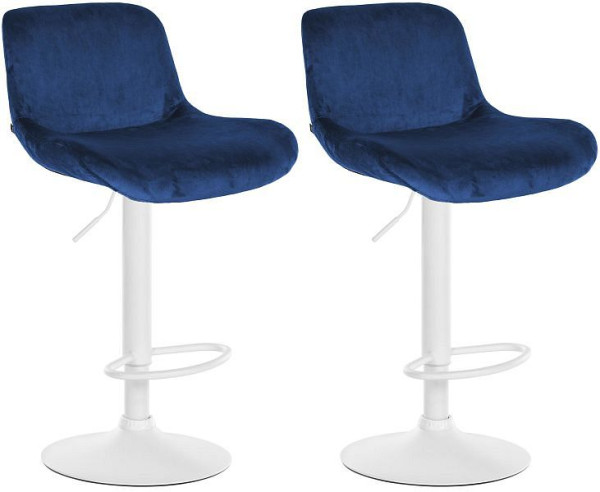 CLP Barhocker Solon Weiß Samt, blau, VE: 2 Stück, 326579