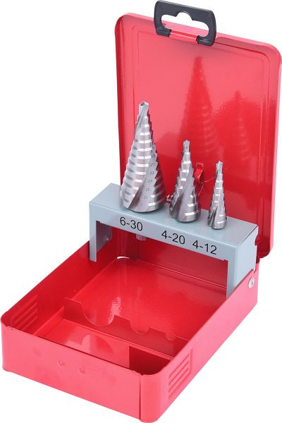 KS Tools HSS Stufenbohrer-Satz, Stahlblechkassette 3-teilig, 330.2403