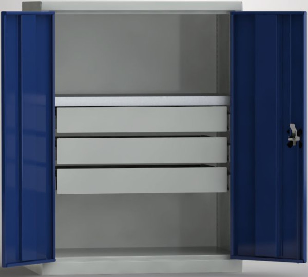 KLW Universalschrank, 750mm breit, 1000x750x430mm, 3 Schubladen 600mm, 1 verstellbarer Fachboden, 7FN-CF1000TD-75S3XRB