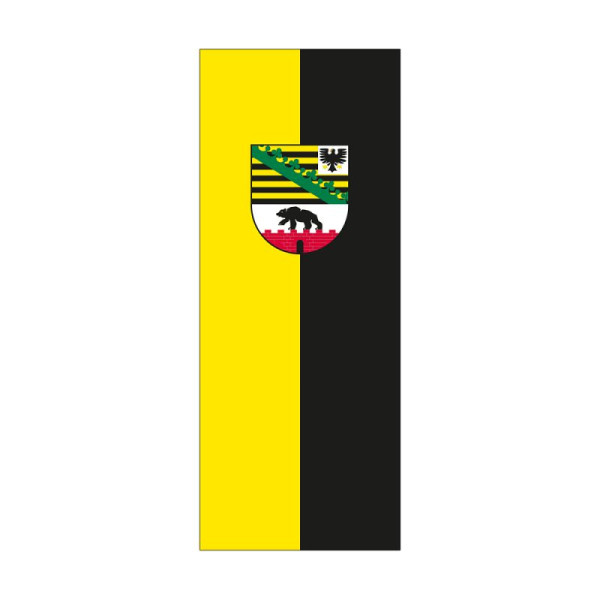 Stein HGS Landesdienstflagge Sachsen-Anhalt (mit Wappen), 300x120cm, FlagTop 160 g/m², für Fahnenmasten 7m mit Hohlsaum für Ø 4cm Ausleger, 26613