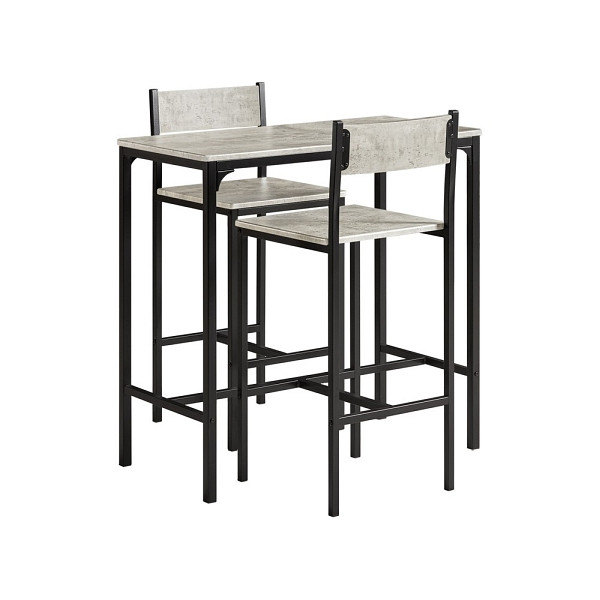 SoBuy Platzsparende Essgruppe mit 2 Stühlen Hellgrau 89x45x87cm, Industriell, OGT03-HG