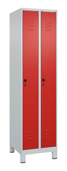 C+P Umkleidespind Classic PLUS, Füße, 2 Abteile, 1950x500x500mm, 7035/3020, Drehriegel, 080010-29 S10002