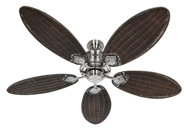 CasaFan Deckenventilator Caribbean Dream Eco II Chrom gebürstet-Rattan antik geflochten, 513723