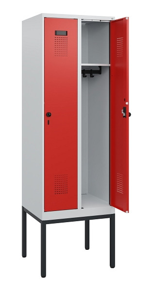C+P Spind Evolo PLUS, Gestell, 2 Abteile, 1950x600x500mm, 7035/3020, Drehriegel, 0490305-20 S10005